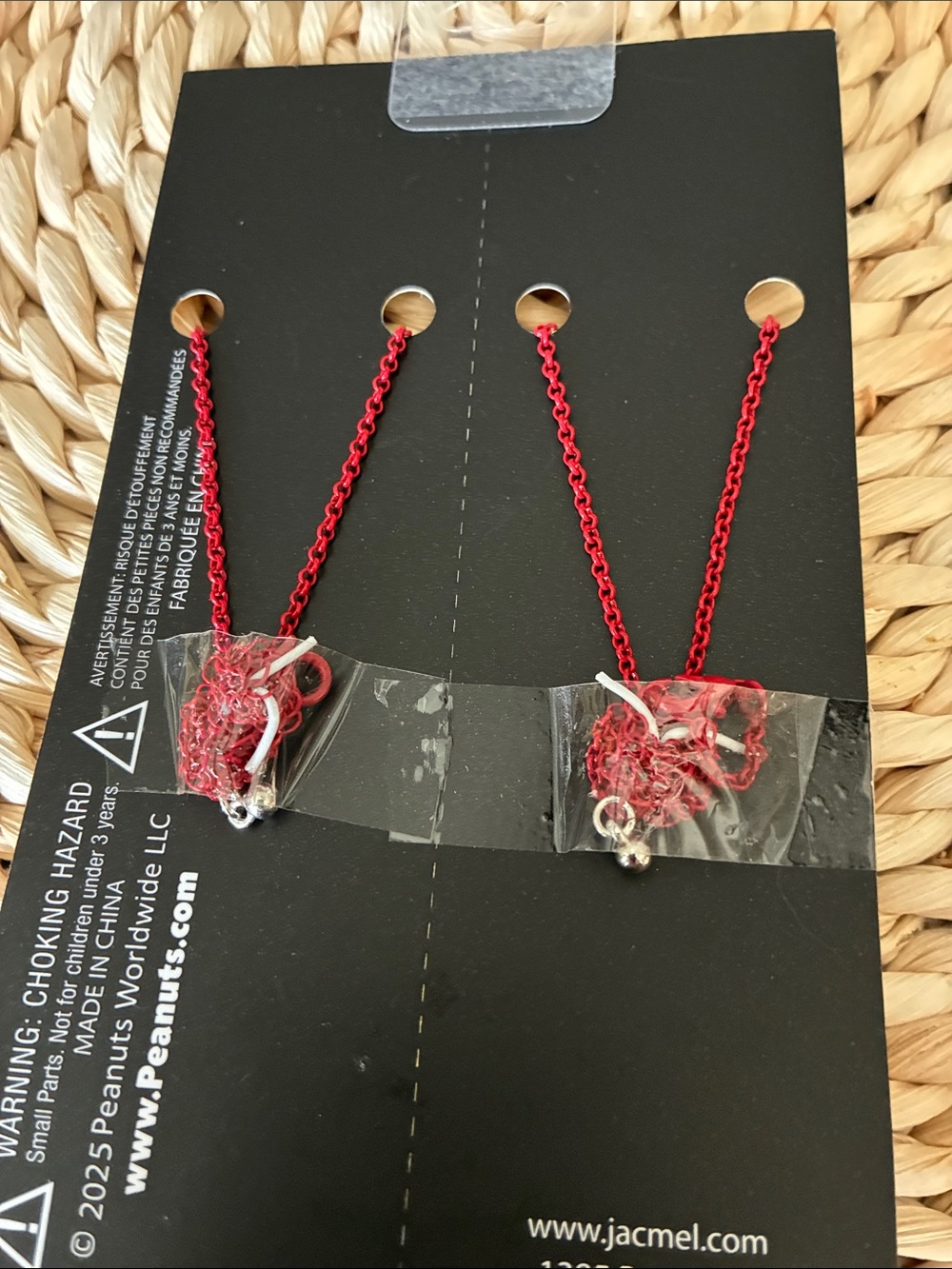 Pair of 2 Snoopy Woodstock BFF Heart Necklaces Red Chain Lobster Claw Clasp NEW - Picture 5 of 6